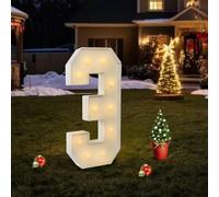 Lampe à chiffres LED Numéro Chiffres illuminés 0 1 2 3 4 5 6 7 8 9, Grand numéro avec ampoules, 100CM Lumières blanches chaudes Lumières de décoration, Décoration LED pour anniversaire fête décoration