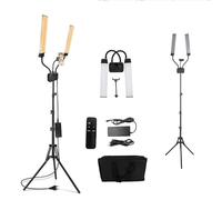 Lampe à Cils à Double Bras, Lampe De Beauté 45W Avec TréPied RéGlable, Lampe Led 3000K-5600K Avec Supports De TéLéPhone, Pour Maquillage, Manucure, Tatouage, la photographie, Diffusion En Direct