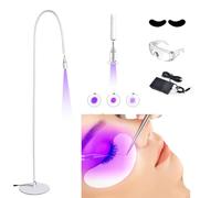 Lampe à Cils Uv + Cache-œIl + Lunettes + Interrupteur Au Pied, Taille De Spot RéGlable,Col De Cygne Flexible 5 W, Longueur 70 Cm,Colle Durcie En 1-3 S, Lampe De PolyméRisation De Colle Uv,White