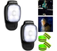 Lampe À Clip Led, 2 Pièces 3 Modes Lumière De Course Avec 4 Bracelets Élastiques Réfléchissants, Rechargeable Par Usb, Petite Lampe Frontale Pour Enfants, Étanche, Pour Camping, Randonnée,