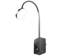 Lampe à col de cygne sur prise secteur avec report de prise et chargeur USB - coloris noir [Lunartec]