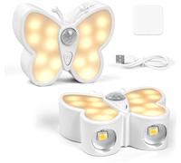 Lampe À Détecteur De Mouvement, 2 Papillons Lampe Detecteur De Mouvement Interieur, Veilleuse Led Rechargeable Lumiere 3 Modes, Applique Murale Magnétique Sans Fil Pour Couloir,Chambre D'enfant.