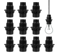 Lampe à Douille, 10 Pcs E14 Douilles Lampes Conviennent aux Ampoules à Vis E14 et aux Lampes à Économie d'énergie à vis, Lampe Douille en Plastique a une Bonne Conductivité Électrique (Noir)