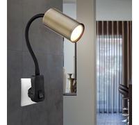 Lampe à douille GU10 avec interrupteur Lampe à douille de cuisine noire avec spot orientable, laiton antique, col de cygne, douille GU10, LxPxH 32x5,5x43cm