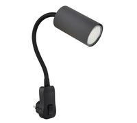 Lampe à douille GU10 avec interrupteur Prise de cuisine noire avec spot orientable, col de cygne, douille GU10, LxlxH 32x5,5x43 cm