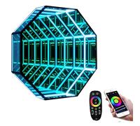 Lampe à Effet Tunnel 3D Avec Miroir LED Infini, Rgb Multicolore, Synchronisation Musicale, Télécommande Sans Fil, Parfaite Pour Gaming Ou Enfants A-30cm/11.8"