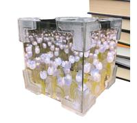 Lampe à fleurs | Lampe de chevet en forme de cube - Lampe de table décorative - Éclairage d'ambiance - Lampe de chevet à fleurs - Décoration d'intérieur