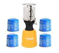 Lampe à gaz VITO + 4 Cartouches gaz 190gr Lanterne pour bouteille camping gaz 190g perçable