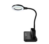 Lampe à grossissement 5 fois avec éclairage trois couleurs et LED à intensité variable adaptée pour le travail détaillé et la lecture en verre grossissant