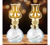 Lampe à Huile: 2 Pièces Lampe à Pétrole en Verre Transparent, Verre Lampe Petrole, Lampe a Huile, Lampe à Carbure, Lampes à Pétrole Vintage Intérieur pour Salle à Manger, Éclairage de Secours