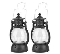 lampe à huile, 2 pièces lampes à kérosène Led rustiques lampe à huile électrique Antique lanternes de tempête lampes de Table lanterne d'ouragan portative for Camping randonnée Patio(Black)