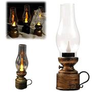 Lampe à huile électronique, lampe à huile LED, lampe de table vintage sans flamme, lanterne à kérosène LED, lampe à huile de table de chevet, lanterne à bougie rétro à piles pour décoration de chambre