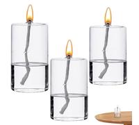 Lampe à huile en verre 3 pièces ronde transparente sans fumée rechargeable bougie à huile décorative lampe sans odeur pour table manger pièce maîtresse de mariage, décors de Noël