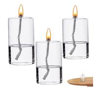 Lampe à huile en verre 3pcs ronde transparent sans fumée sans fumée rechargeable lampe à huile sans odeur de bougie décorative pour la table de mariage, bougie à huile, lampe à huile en verre