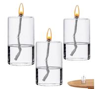 Lampe à huile en verre 3pcs ronde transparent sans fumée sans fumée rechargeable lampe à huile sans odeur de bougie décorative pour la table de mariage, lampe à huile, la bougie à huile