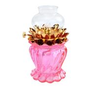 Lampe à Huile en Verre Style Bouddhiste Lotus pour Autel Domestique | Alliage et Verre, Pose Stable sur Table, Ton Or Rétro, pour Pratiquants et Bénédiction