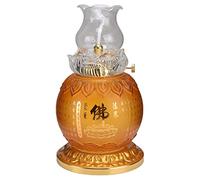 lampe à huile, Lampe à huile vitrée avant de bouddha for usage intérieur lampe à kérosène en verre rétro devant la lampe au beurre de Lotus de bouddha