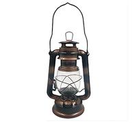 lampe à huile, Lampe à kérosène for l'intérieur Lanterne tempête en métal vintage lumières 24 cm Lampe à huile en fer Lanterne ouragan suspendue for une utilisation intérieure et extérieure(Bronze)