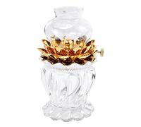 lampe à huile, Lanterne for usage intérieur Bouddha avant lumière en verre cristal clair lampe à kérosène support de lumière Lotus petite lampe à paraffine éclairage de décoration d'ambiance