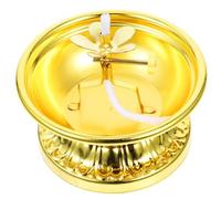 Lampe à Huile Lotus Vintage en Alliage Cuivre pour Autel Bouddhiste | Réglage de Flamme, Tête Dévissable, Pose Stable sur Table, Lot 1 Pièce, Finition Or Doux