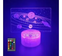 Lampe à illusion d'optique 3D du système solaire, Lampe d'illusion 3D magique 16 couleurs changeantes pour la décoration de la maison et les cadeaux d'anniversaire.