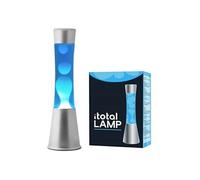 Lampe à Lave 40 cm avec Base Argentée, Liquide Bleu et Cire Blanche