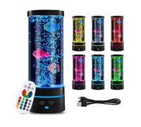Lampe à Lave avec Poisson - USB LED 29 cm, 16 Couleurs Changeantes - Lampe à Bulles d'Ambiance pour Enf OBJETS LUMINEUX D INTERIEUR