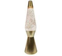 Lampe à lave Fisura à poser Bullet avec base en or mat, liquide transparent et lave scintillante dorée Multicolore G