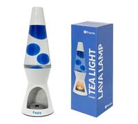 fisura. - Lampe à lave avec bougie. Lampe à lave sans électricité. Lampe à lave bleue et blanche. Lampe écologique. Cadeau original. 29 x 8,5 centimètres