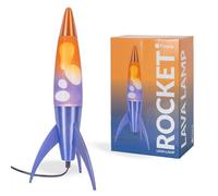 Fisura - Lampe à lave bleue et orange "rocket". Base métallisée et bouteille dégradée orange. Design rétro avec ampoule de rechange. Dimensions : 20 cm x 20 cm x 45 cm.