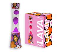 fisura.- Lampe à lave fleurs. Base imprimée de fleurs, liquide transparent et lave pourpre. Effet relaxant. Avec ampoule de rechange. 11 cm x 11 cm x 39,5 cm.