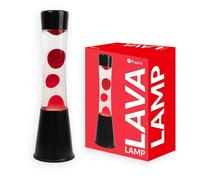 fisura. - Lampe à lave rouge. Base noire, liquide transparent et lave rouge. Effet relaxant. Avec ampoule de rechange. 11 centimètres x11 centimètres x39,5 centimètres