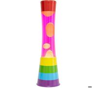 fisura. - Lampe à lave arc-en-ciel. Base multicolore, liquide rose et lave orange. Lampe d'ambiance originale. Avec ampoule de rechange. 11 cm x 11cm x 39,5 cm.