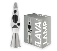 Fisura - Lampe à lave noire. Base chromée, lave noire et liquide transparent. Lampe à lave rétro avec ampoule de rechange. 11,5 cm x 11,5 cm x 40 cm.