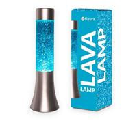 Lampe à lave - FISURA - Vintage - Base argentée - Liquide bleu - 30 cm de hauteur