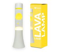 fisura. - Lampe à lave jaune. Lampe à lave de 30 cm avec base blanche, liquide transparent et lave jaune. Lampe d'ambiance originale. 9x9x30 cm
