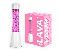 Lampe à lave - FISURA - Vintage - Rose - Base blanche - 11 x 11 x 39,5 cm