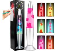 Lampe à Lave Rouge en Forme de Fusée - Lampe Magma Décorative à Poser - 2 Ampoules R39 incluses - Verre Robuste et Aluminium- Interrupteur - 25 Watts - 34 cm - Rouge