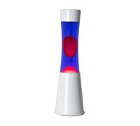 Lampe à lave rouge. Lampe à lave de 30 cm avec base blanche, liquide violet et lave rouge. Dimensions : 9 x 9 x 30 cm