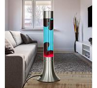 Lampe à Lave Verre Aluminium Argent Bleu Rouge Fête Salon 37,5 cm Ampoule G9 incluse Lampe de table d'ambiance Rétro YVONNE