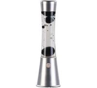 Lampe à lave en verre et aluminium - Bulles noires et liquide transparent [Lunartec]