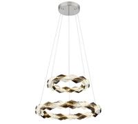 Lampe à LED suspendue Réglable en hauteur Lampe de table à manger Lampe de salon Suspension Cristaux fumé clair, 50W 1300lm blanc neutre, DxH 55 x 130 cm