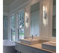 Lampe à Miroir Applique Murale Couloir de Salon LED Chrome Transparent Bâton 2x