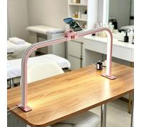 Lampe à ongles pliable 48 W pour bureau, lampe LED pour manucure (3000K-6000K) avec finition effet diamant, lampe en arc avec support pour téléphone, idéale pour tatouage (73,5x39cm)(Pink)