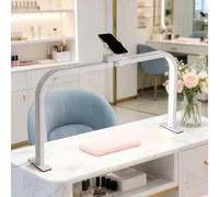 Lampe à ongles pliable 48 W pour bureau, lampe LED pour manucure (3000K-6000K) avec finition effet diamant, lampe en arc avec support pour téléphone, idéale pour tatouage (73,5x39cm)(White)