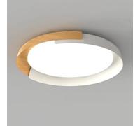 Lampe à Panneau Circulaire Moderne avec variateur, Imitation Bois, pour Salon, Salle à Manger et Cuisine (Couleur Bois Naturel, 55 cm)