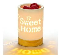 Lampe à parfum électrique en céramique, 220 V, chauffe-cire pour parfumer, pour le salon et l'aromathérapie, blanche, prise UE, avec minuterie et variateur d'intensité