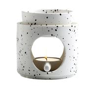 Lampe À Parfum en Céramique avec Porte-Bougie À Thé | Brûleurs De Fonte De Cire Chauffe-Plat - Lampe Aromatique | Diffuseur D'huiles Parfumées Et De Cires Parfumées | Bol Amovible | sur Face Rainurée