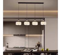 Lampe à pendentif moderne K9 lustre en cristal LED Table à manger Lampe à pendentif Éclairage de cuisine Lumière de plafond dimmable Lustre réglable en hauteur pour salle à manger Salon (4 têtes)