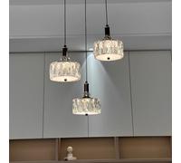 Lampe à pendentif moderne K9 lustre en cristal LED Table à manger Lampe à pendentif Éclairage de cuisine Lumière de plafond dimmable Lustre réglable en hauteur pour salle à manger Salon (B 3Tête)